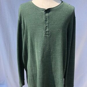 KOHL Sonoma Goods For Life Mens Size 2XB Waffle Print Thermal Henley Green Shirt
